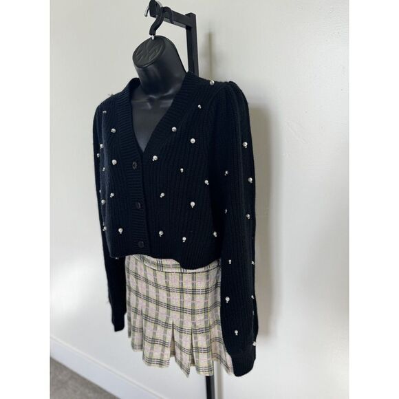 NWT LoveShackFancy Womens Frances Black Knitted Cropped cardigan Size Large $495 - Picture 3 of 11